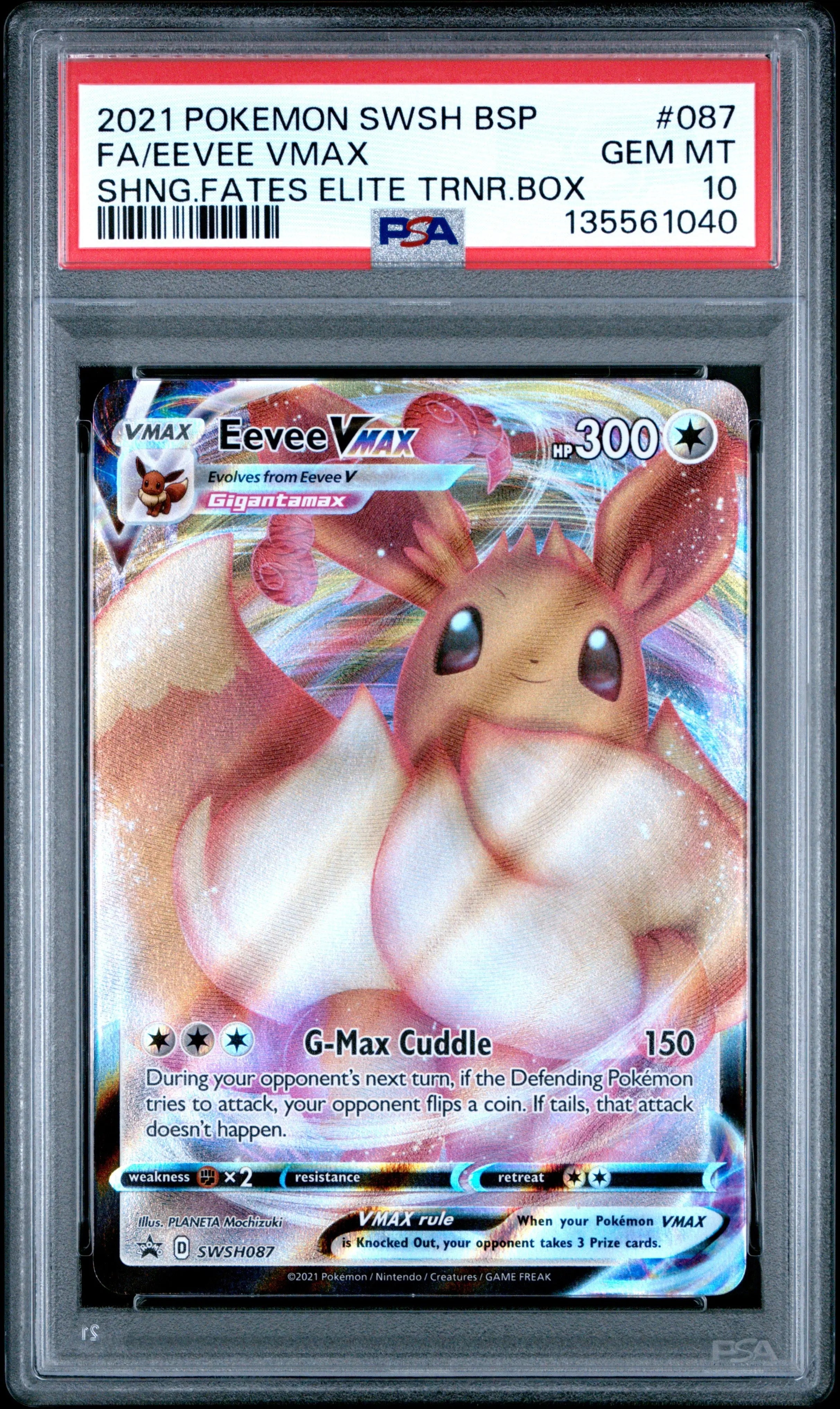 Graded 2021 PKM JP BSP SWSH Eevee #087 VMAX Shining Fates Elite Trainer Trading Card Game PSA 10 Gem Mint Hall of Fame Sports Memorabilia