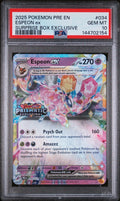 Graded 2025 PKM PRE EN Espeon Ex #034 Surprise Box Exclusive SBE Prismatic Evolutions Trading Card Game PSA 10 Gem Mint Hall of Fame Sports Memorabilia
