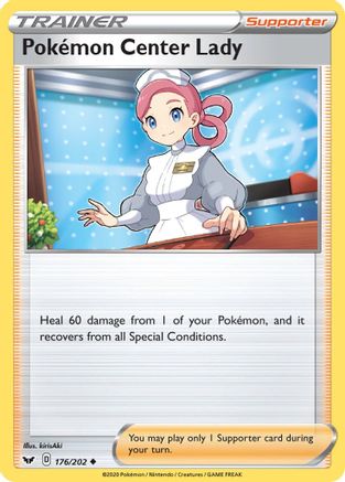 Pokemon Center Lady 176/202 - SWSH01 Sword & Shield Base Set Reverse Holofoil Josh's Cards
