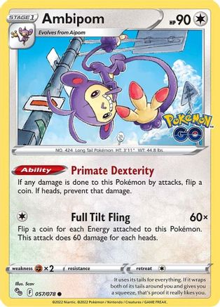 Ambipom 057/078 - Pokemon GO Reverse Holofoil Josh's Cards