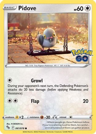 Pidove 061/078 - Pokemon GO Reverse Holofoil Josh's Cards