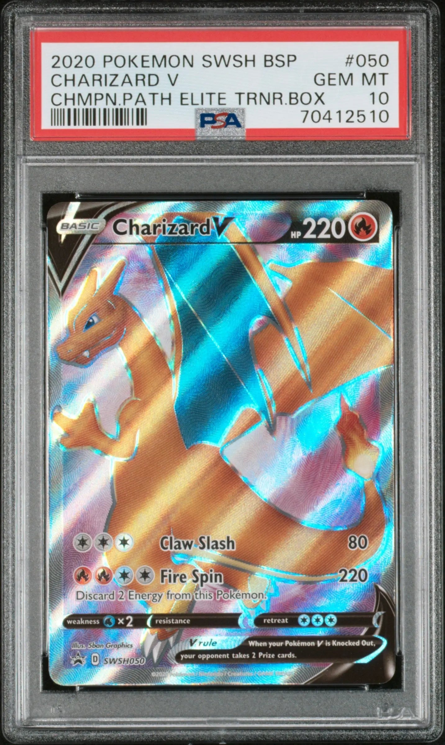Graded 2020 PKM Swsh Black Star Promo #050 Charizard V Champion Path Elite Trainer Box Trading Card Game PSA 10 Gem Mint Hall of Fame Sports Memorabilia