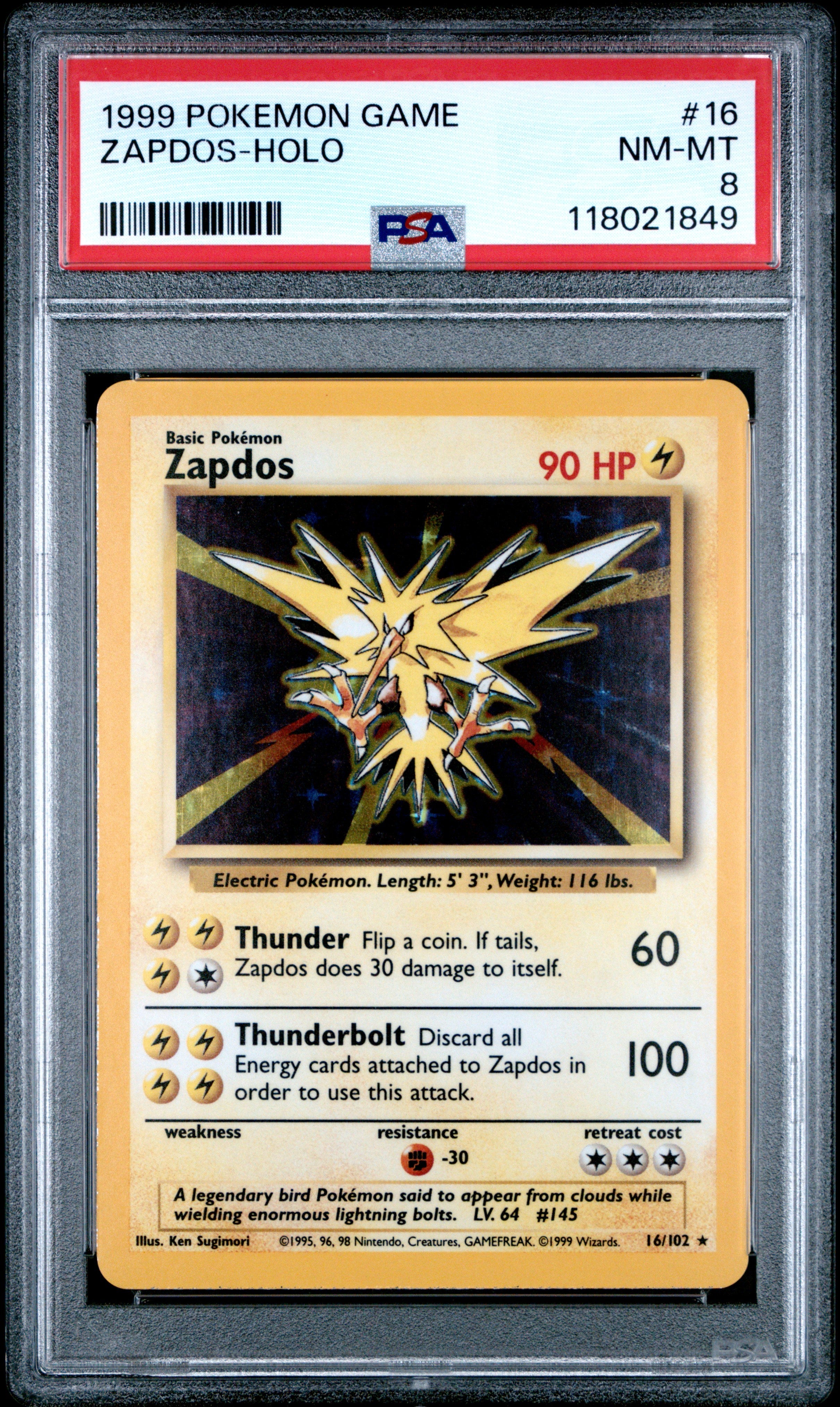 1999 Pokemon Game Zapdos-Holo 8 PSA #16 Orb Sports Cards & Collectibles