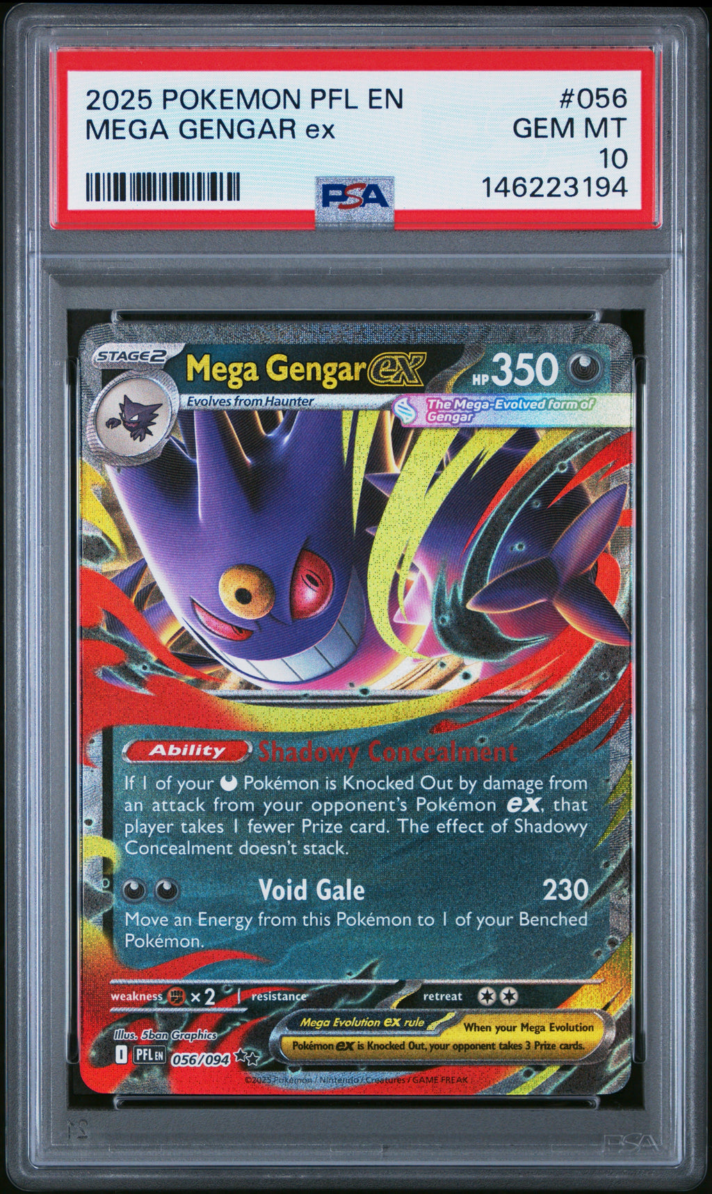 2025 Pokemon Pfl En-Phantasmal Flames Mega Gengar Ex 10 PSA #056 Orb Sports Cards & Collectibles