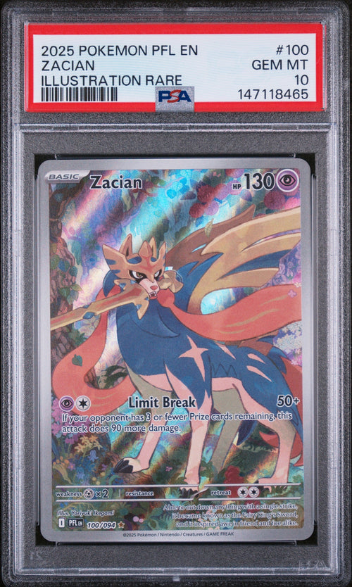 2025 Pokemon Pfl En-Phantasmal Flames Illustration Rare Zacian 10 PSA #100 Orb Sports Cards & Collectibles