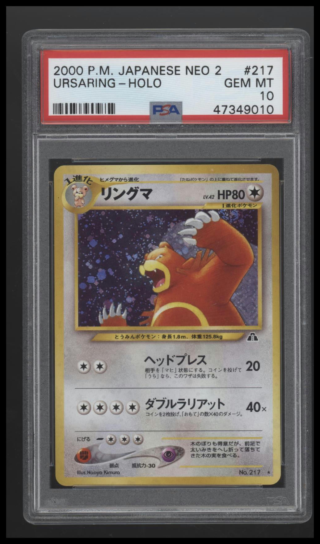 2000 Pokemon Japanese Neo 2 Ursaring-Holo 10 PSA #217 Orb Sports Cards & Collectibles