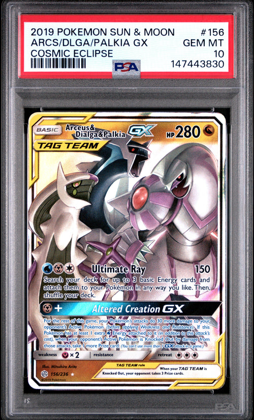2019 Pokemon Sun & Moon Cosmic Eclipse Arcs/Dlga/Palkia Gx 10 PSA #156 Orb Sports Cards & Collectibles