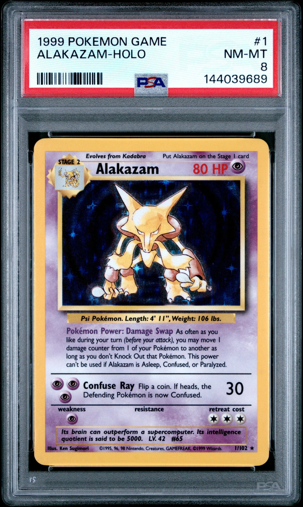 1999 Pokemon Game Alakazam-Holo 8 PSA #1 Orb Sports Cards & Collectibles