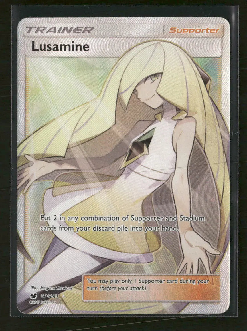 SM - Crimson Invasion Lusamine (Full Art) #110/111 Damaged Orb Sports Cards & Collectibles