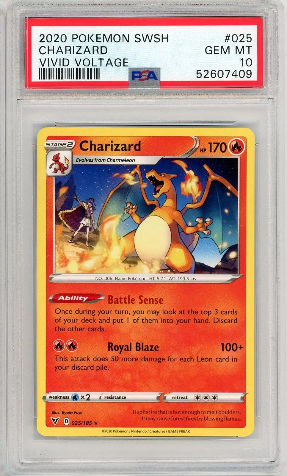 Graded 2020 PKM Sword & Shield Vivid Voltage #025 Charizard Trading Card Game PSA 10 Gem Mint Hall of Fame Sports Memorabilia